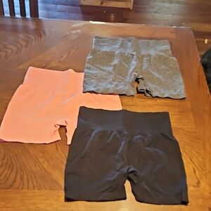 Women's Athletic Shorts Set - Black, Gray, and Coral